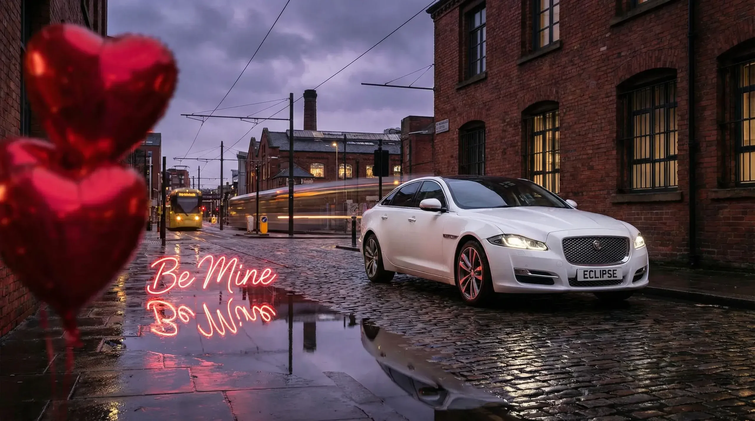 Executive Range Rover Sport chauffeur service for Valentine's Day in Manchester city centre.